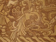 close up of aztec carving